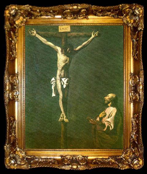 framed  Francisco de Zurbaran st. lucas before christ crucified, ta009-2